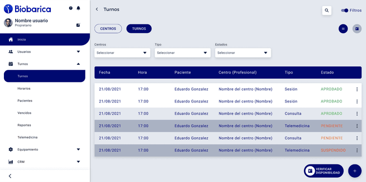 Podrá asignar turnos de consultas y sesiones de Cámara Hiperbárica de forma online. Además, le permitirá a sus pacientes agendar sus propias consultas de forma rápida y sencilla.