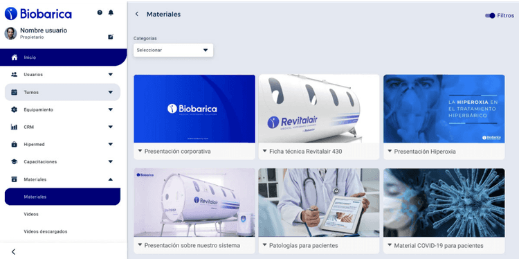 Sistema de monitoreo de las cámaras hiperbáricas Revitalair® en tiempo real.